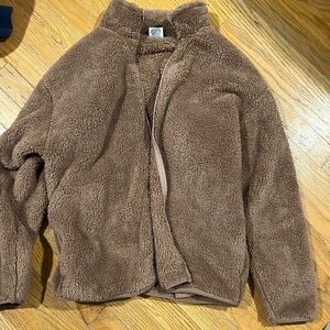 (Pink) Brown FUZZY zip up